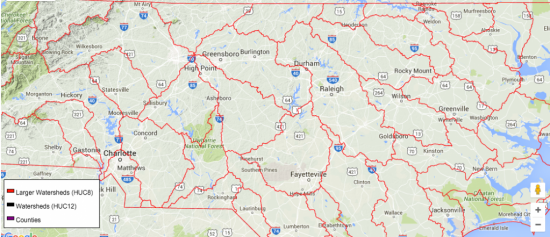 Map of North Carolina Watersheds