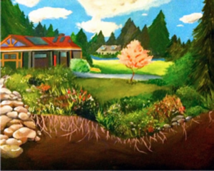 Art from a Chapel Hill High School student depicts a rain garden.